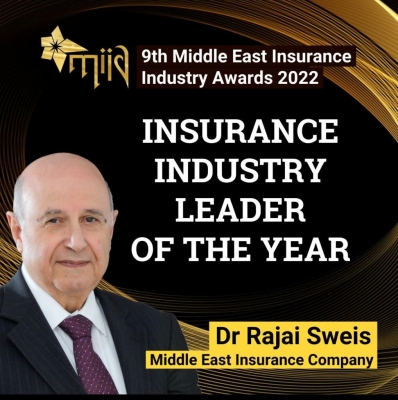الرئيس التنفيذي لشركة الشرق الأوسط للتأمين يفوز بجائزة أفضل قائد في قطاع التأمين للعام 2022