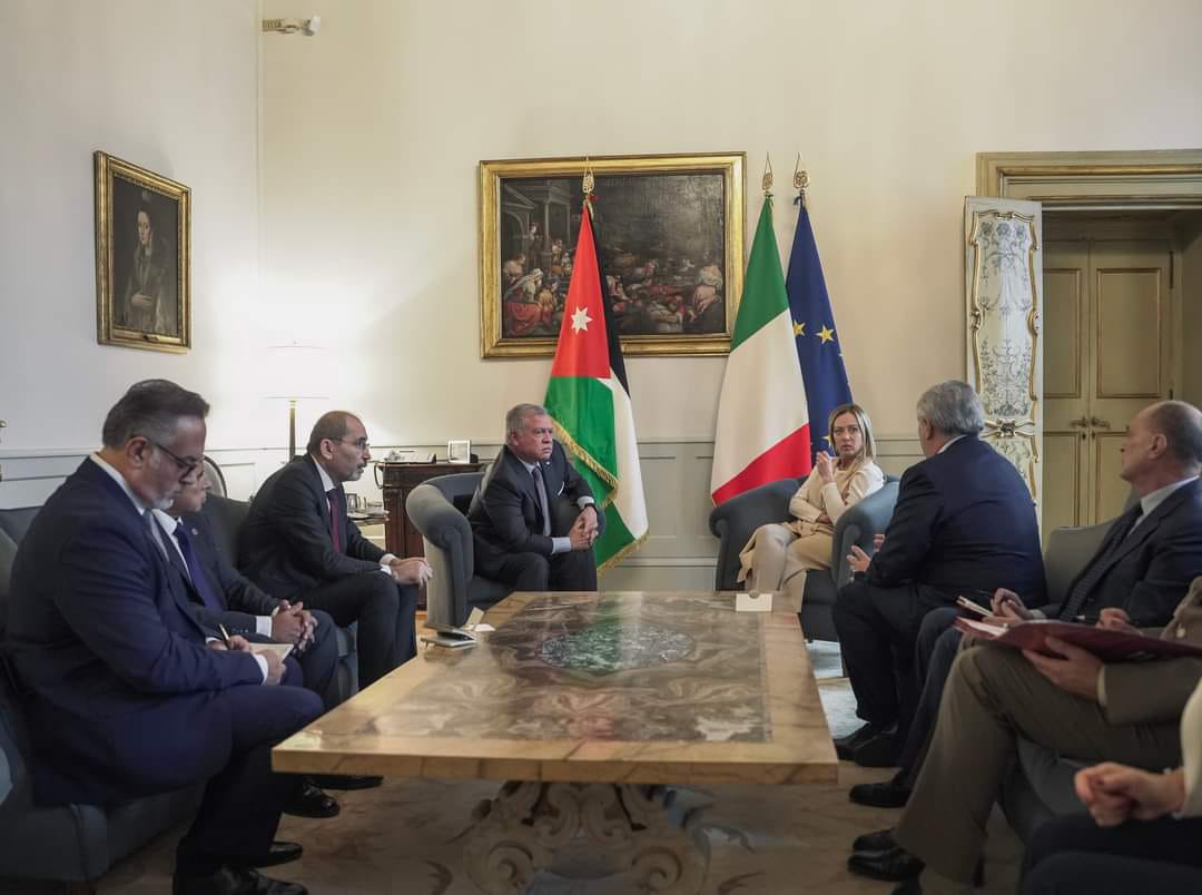 عاجل: الملك خلال لقائه رئيسة الوزراء الإيطالية : يدعو لإيصال المساعدات بشكل فوري إلى غزة