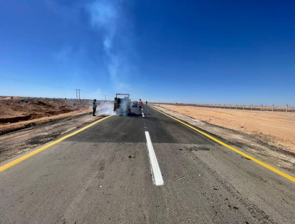 إنجاز صيانة طريق الجفر الحسينية قبل 20 يومًا من الموعد المحدد