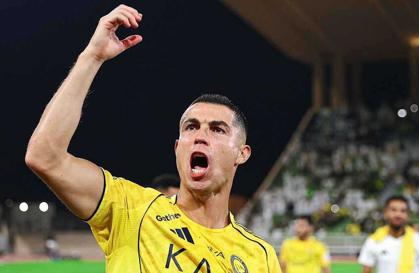 رد فعل كريستيانو رونالدو بعد هدفه في مرمى الحزم ووصوله للهدف950