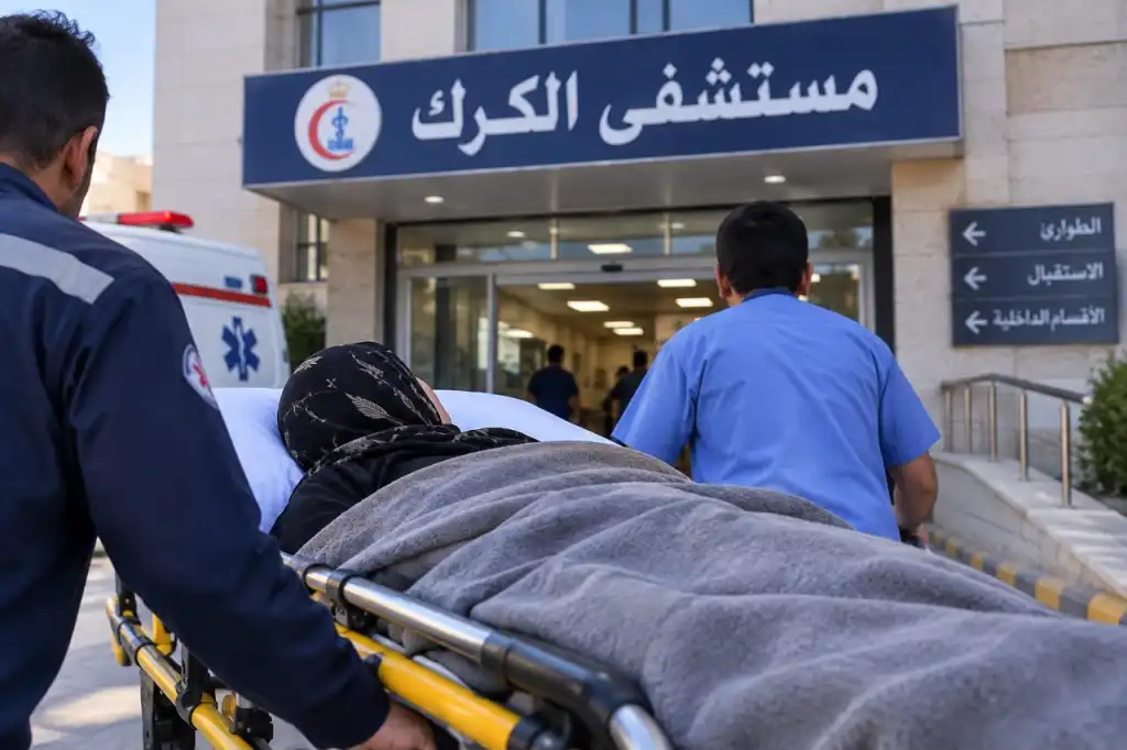 نقل نبيلة الحشوش إلى مستشفى الكرك بعد تعرضها للإغماء في محكمة الكرك #عاجل