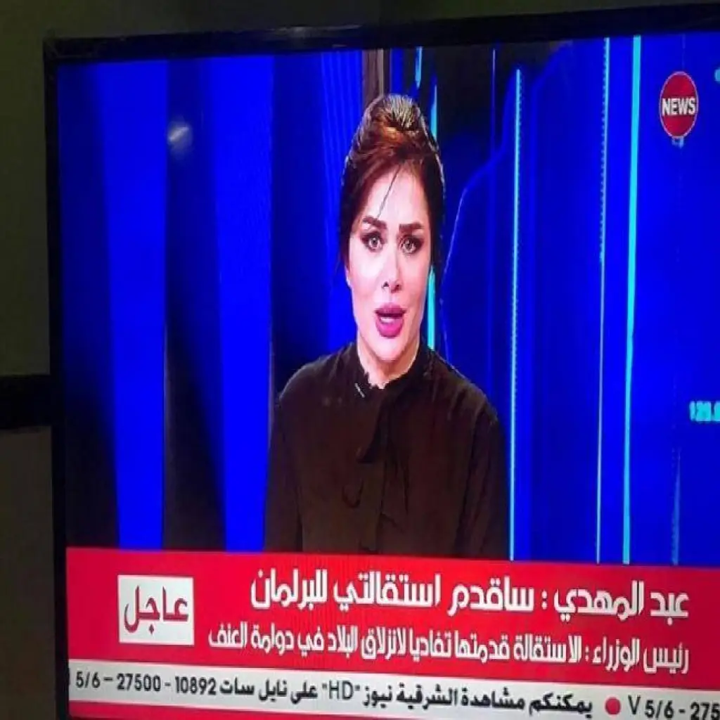 مذيعة قناة الشرقية تذرف الدموع حزنا على دماء الشهداء التي سالت وهي تلقي خبر تقديم استقالة عادل عبد ا