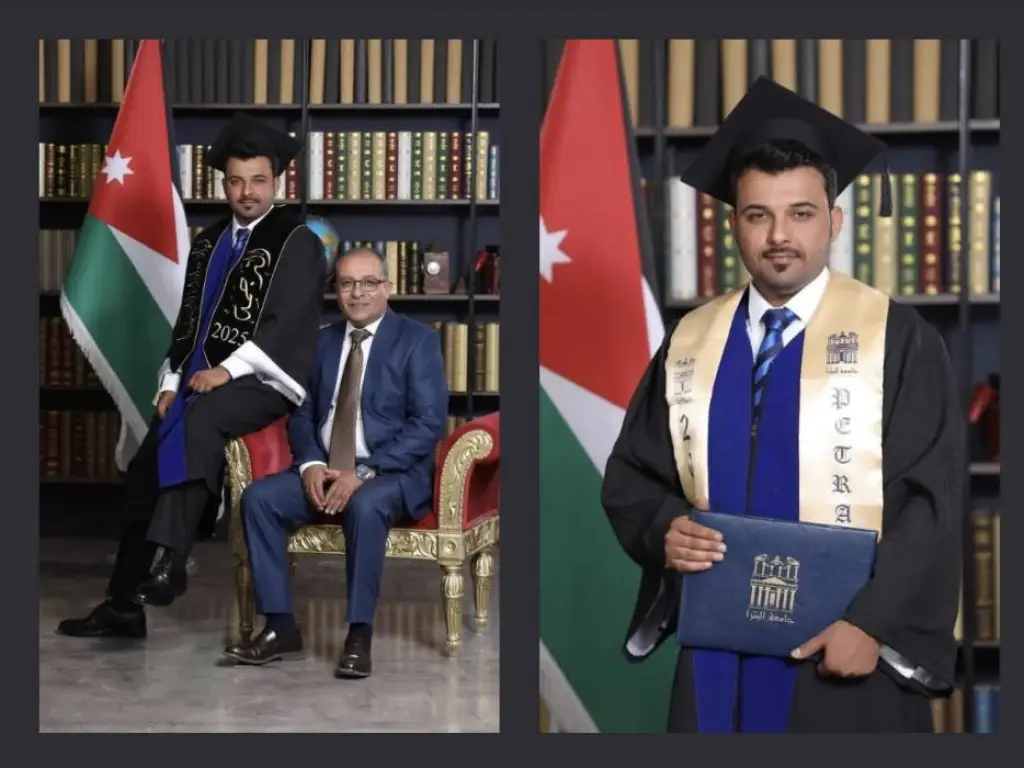 محمد الكعابنه يهنئ المهندس عادل الصهيبا بتخرج نجله اياد من جامعة البتراء